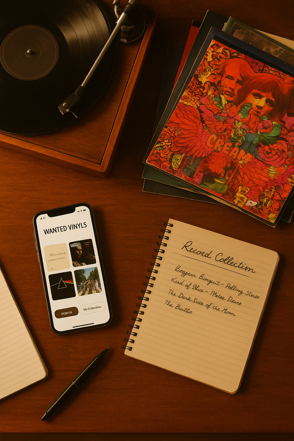 Professional vinyl collection workspace